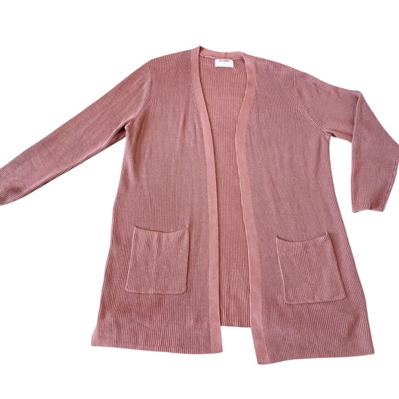 Old Navy Women’s Open Front Shaker Stitch Dusty Rose Long Cardigan Pockets Sz-XL - Picture 1 of 13